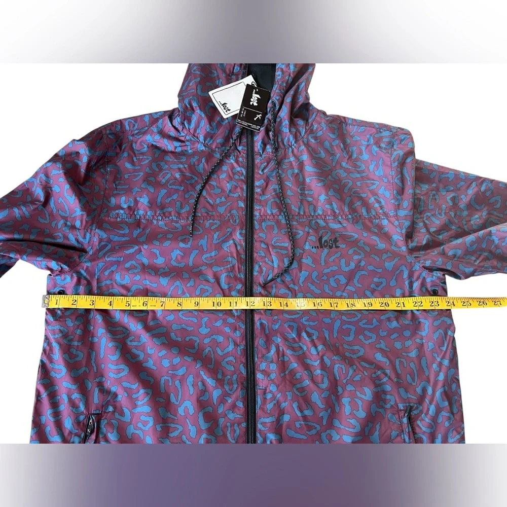 NWT …lost Mens Bootleg Windbreaker Hooded Rain Jacket Sz L Funky Print Y2K Rare‎